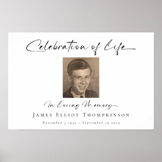 Eenvoudig Fotoscript Viering van het Leven Funeral Poster (Voorkant)