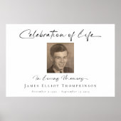 Eenvoudig Fotoscript Viering van het Leven Funeral Poster (Voorkant)
