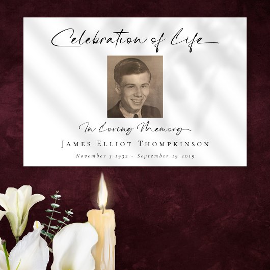 Eenvoudig Fotoscript Viering van het Leven Funeral Poster