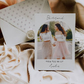 Eenvoudig fotothema bruidsmeisje uitnodiging voors