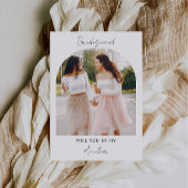 Eenvoudig fotothema bruidsmeisje uitnodiging voors