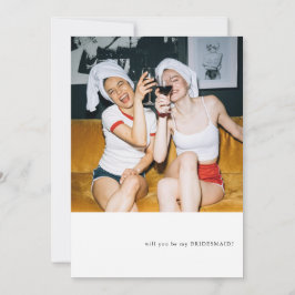 Eenvoudig fotothema bruidsmeisje voorstel kaart