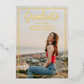 Eenvoudig frame goud script foto afstuderen folie uitnodiging (Voorkant)