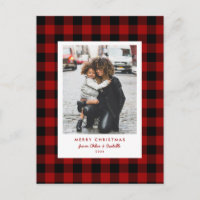 Eenvoudig frame rood buffelplaid kerstfoto