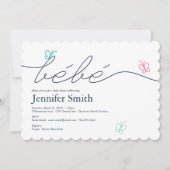 Eenvoudig Frans Bebe Butterfly Baby shower Kaart (Voorkant)