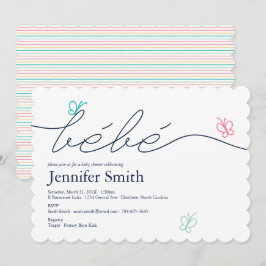 Eenvoudig Frans Bebe Butterfly Baby shower Kaart