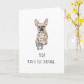 Eenvoudig Frans, Fawn Frans Bulldog Moederdag Kaart (Gele Bloem)