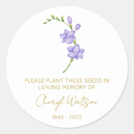 Eenvoudig Freesia-herdenkingspakket met zaadjes Ronde Sticker