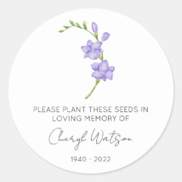 Eenvoudig Freesia-herdenkingspakket met zaadjes Ronde Sticker