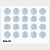 Eenvoudig Frosted Blue-monogram Ronde Sticker (Vel)