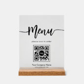Eenvoudig Frosted Minimalist Menu Script QR-code Acryl Bord (Voorkant)