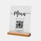 Eenvoudig Frosted Minimalist Menu Script QR-code Acryl Bord (Hoek)