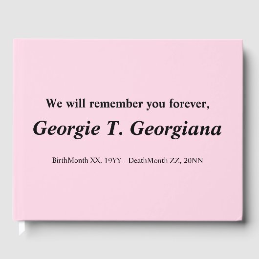 Eenvoudig Funeral Guest Book Gastenboek (Voorkant)