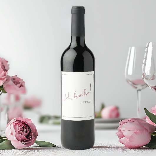 Eenvoudig Galentijns dag minimalistisch chique scr Wijn Etiket