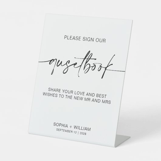 Eenvoudig gastenboek teken | Onderteken ons gasten Reclamebord Met Voetstuk (Voorkant)