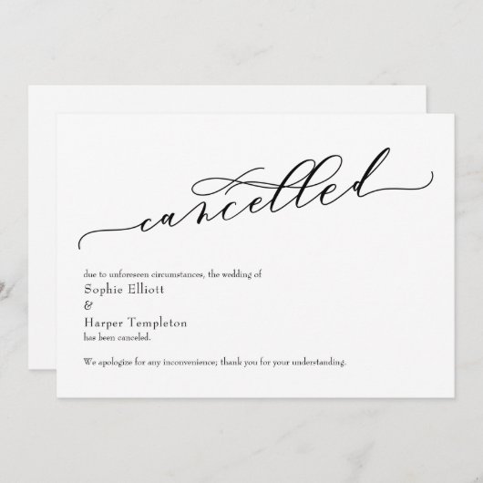 Eenvoudig geannuleerde aankondiging huwelijk (Voorkant / Achterkant)