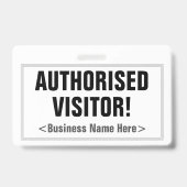 Eenvoudig "GEAUTORISEERDE BEZOEKER!" Badge (Achterkant)