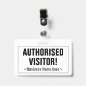 Eenvoudig "GEAUTORISEERDE BEZOEKER!" Badge (Voorzijde met clip)