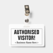Eenvoudig "GEAUTORISEERDE BEZOEKER!" Badge (Achterkant met clip)