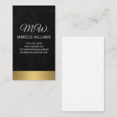 Eenvoudig geavanceerd / elegant monogram / zwart visitekaartje (Voorkant / Achterkant)