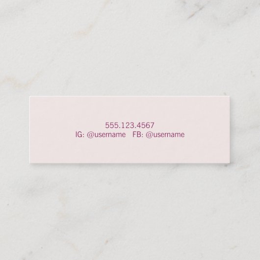 Eenvoudig, geavanceerd en modern gebak Roze Mini Visitekaartje (Achterkant)