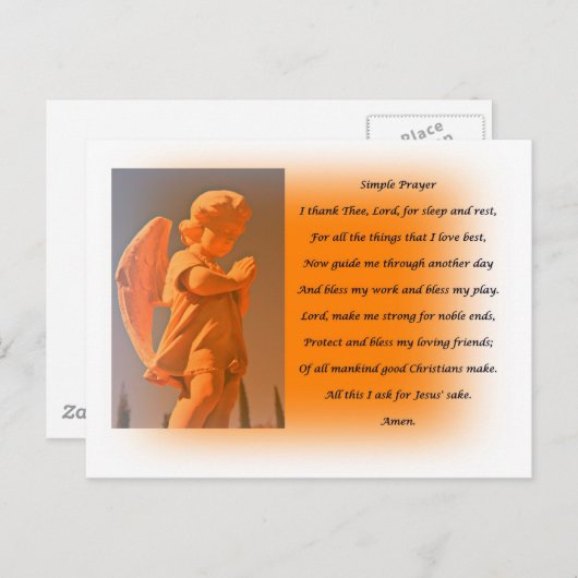 Eenvoudig gebed briefkaart (Voorkant / Achterkant)
