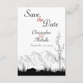 Eenvoudig gebergte, zwart, wit en rood huwelijk save the date (Voorkant)