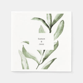 Eenvoudig gebladerte bruiloft aangepaste cocktail servet
