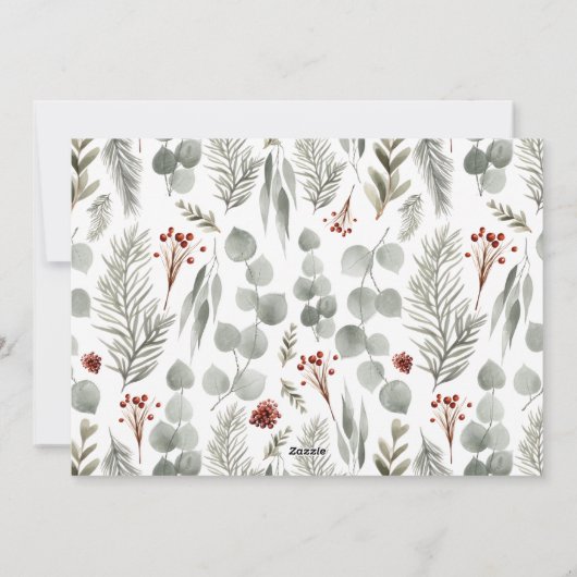 Eenvoudig gebladerte groen 3 Multi Photo Christmas Feestdagenkaart (Achterkant)