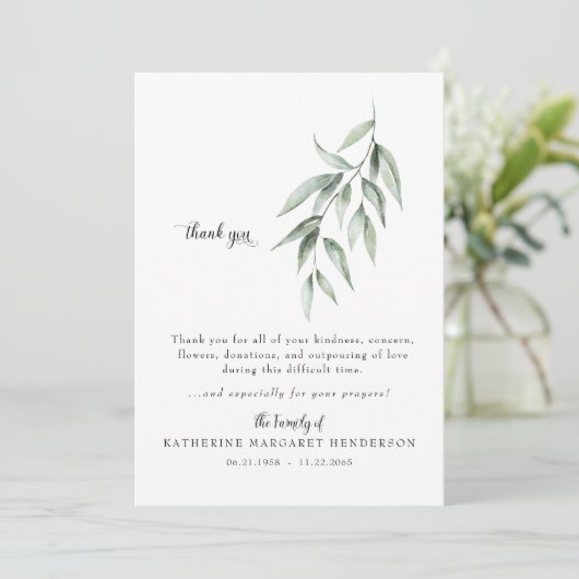 Eenvoudig gebladerte II rouwbegrafenis dank u Bedankkaart (Staand voorkant)