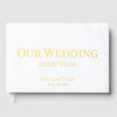 Eenvoudig gebladerte Wit Gouden Folie Wedding Gastenboek (Voorkant)