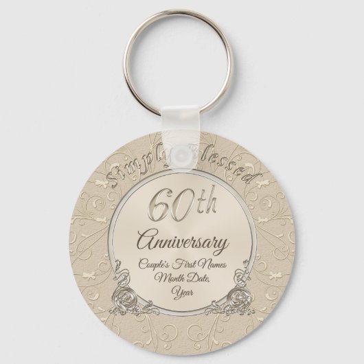 Eenvoudig geblesseerde 60e Jubileum Partij Favors Sleutelhanger (Voorkant)