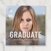 Eenvoudig gebold Afstuderen Foto Afstuderen Bedankjes Labels (Voorkant)