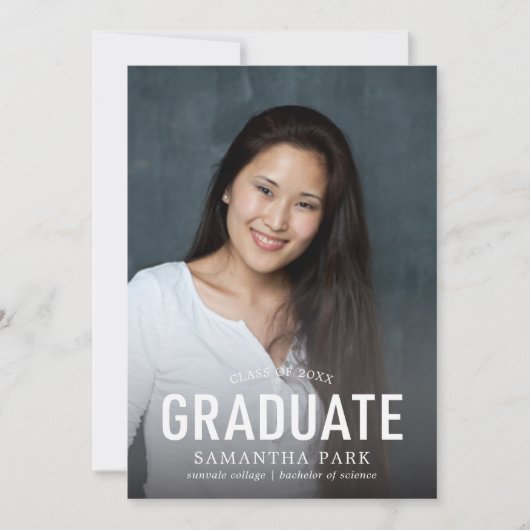 Eenvoudig gebold Afstuderen Foto Afstuderen kondig Aankondiging (Voorkant)