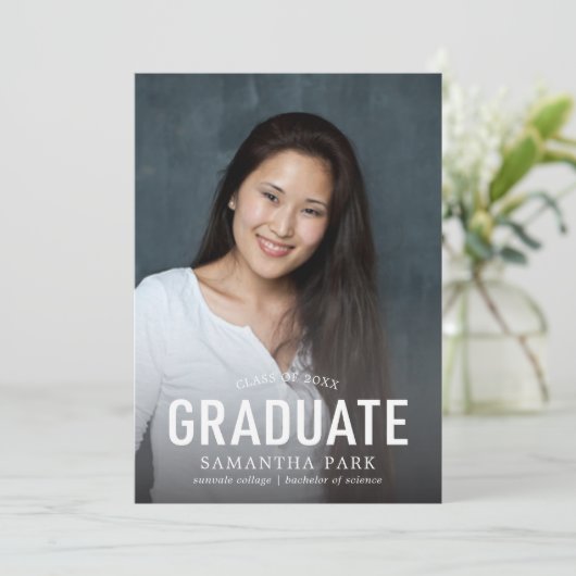 Eenvoudig gebold Afstuderen Foto Afstuderen kondig Aankondiging (Staand voorkant)