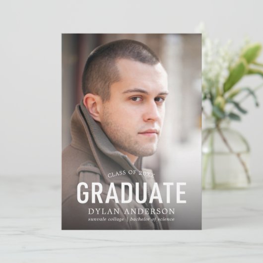 Eenvoudig gebold Afstuderen Foto Afstuderen kondig Aankondiging (Staand voorkant)