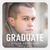 Eenvoudig gebold Afstuderen Foto Afstuderen Vierkante Sticker (Voorkant)