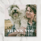 Eenvoudig gebold Dank je Guy Foto Afstuderen Bedankjes Labels (Voorkant)