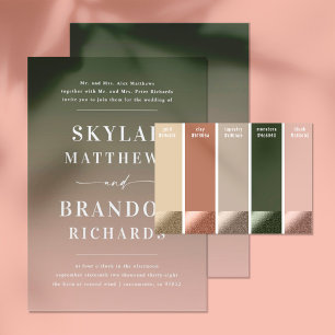Eenvoudig gebold Names Blush & Green Ombre Wedding Kaart
