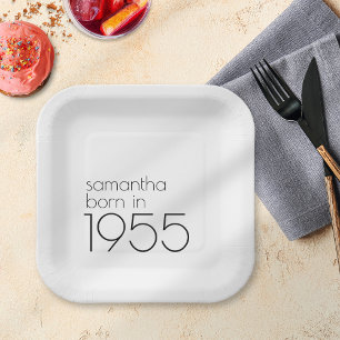 Eenvoudig Geboren in 1955 Zwarte 70e Verjaardagsfe Papieren Bordje