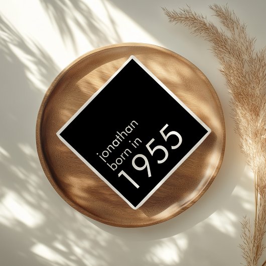 Eenvoudig Geboren in 1955 Zwarte 70e Verjaardagsfe Servet