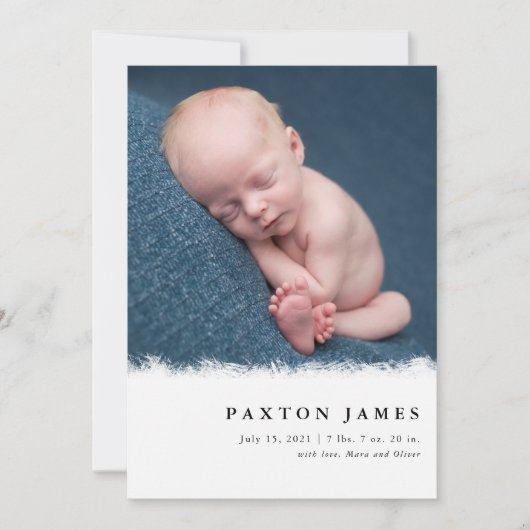 Eenvoudig geborsteld Lijst Baby Foto geboortedatum Kaart (Voorkant)