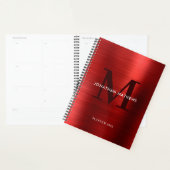 Eenvoudig geborsteld metaal Rood Klassiek monogram Planner (Display)