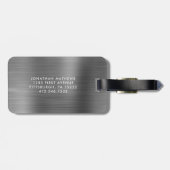 Eenvoudig geborsteld metalen zilver grijs bagagelabel (Achterkant horizontaal)