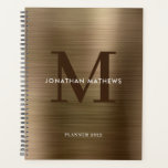 Eenvoudig geborsteld metallisch Gold Classic monog Planner<br><div class="desc">Eenvoudig geborsteld metallisch goudmonogram monogram</div>