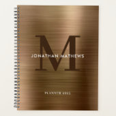 Eenvoudig geborsteld metallisch Gold Classic monog Planner (Voorkant)