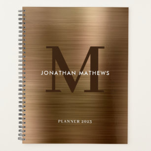 Eenvoudig geborsteld metallisch Gold Classic monog Planner