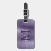 Eenvoudig geborsteld metallisch midnight Paars mon Bagagelabel (Voorkant verticaal)