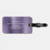 Eenvoudig geborsteld metallisch midnight Paars mon Bagagelabel (Achterkant horizontaal)