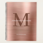 Eenvoudig geborsteld metallisch Roos Gold Classic  Planner<br><div class="desc">Eenvoudig geborsteld metallisch Roos Gold Classic Monogram Planner</div>